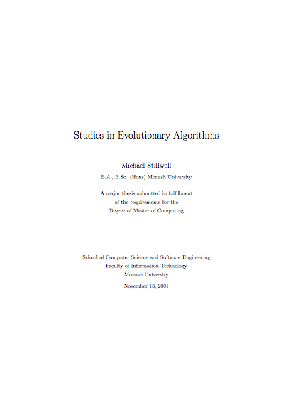 Studies in
Evolutionary Algorithms (2001)